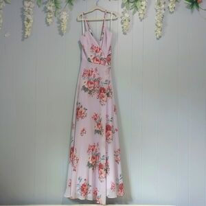 Lulu's Lavender Floral Maxi Wrap Dress M